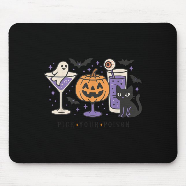 Ck Your Ison Halloween Black Cat Pumpkin Ghost Tai Mouse Mat (Front)