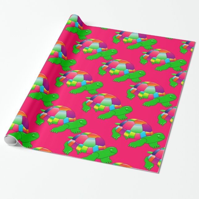 CKC-Lil Glass Turtle, Pink Gift Wrapping Paper (Unrolled)