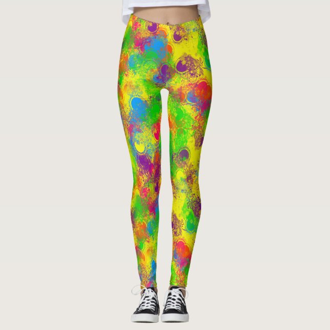 CKC Paint Can Florals-LEGGINGS Leggings (Front)