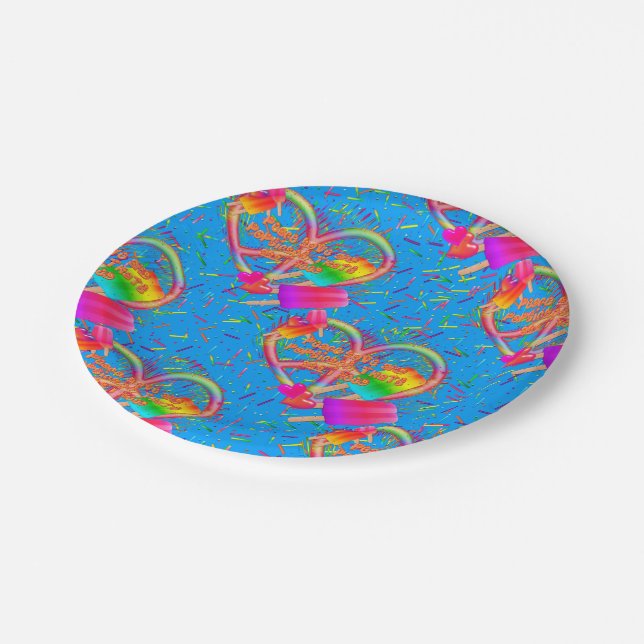 CKC-Peace,Love and Popsicle's, Blue-Paper Plates (Angled)