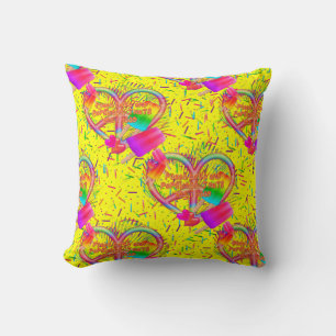 CKC-Peace,Love and Popsicle's-Yellow Sq Pillow