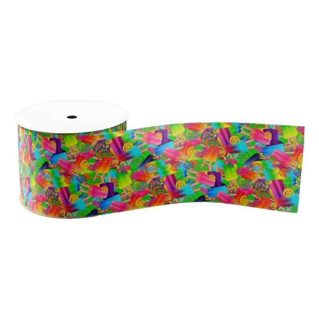 CKC Popsicle Swirls,Neon-Grosgrain Ribbon Spool Grosgrain Ribbon (Spool)