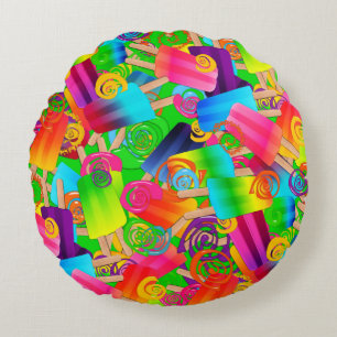 CKC Popsicle Swirls,NEON-ROUND THROW PILLOW