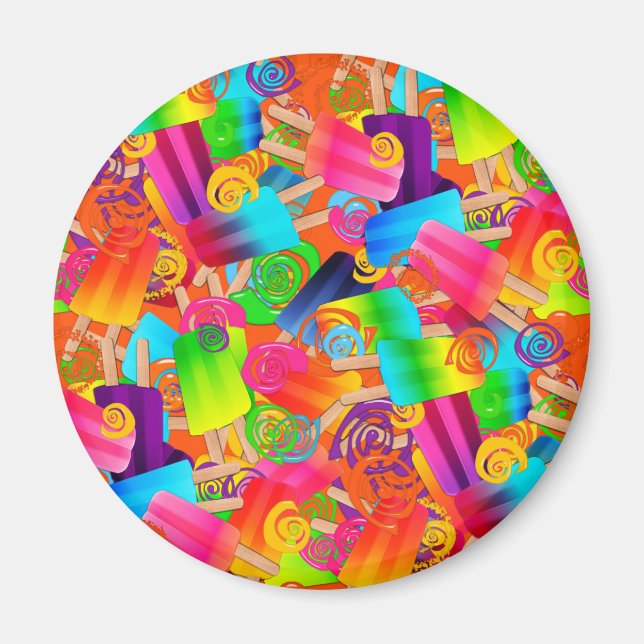 CKC Popsicle Swirls Orange-ROUND MAGNET (Front)