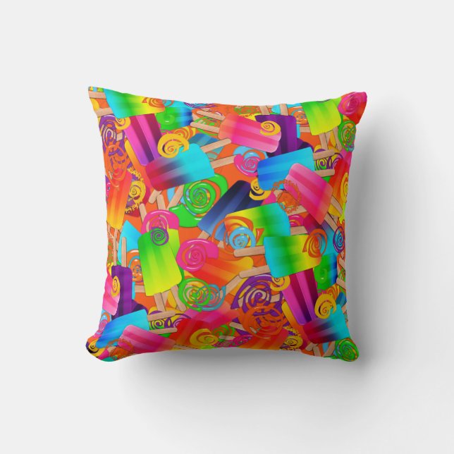 CKC Popsicle Swirls, ORANGE-SQ THROW PILLOW (Front)
