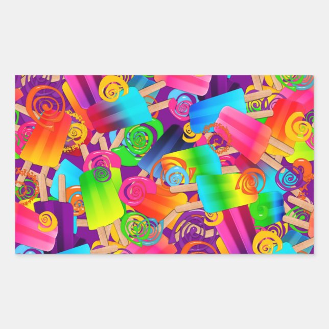 CKC Popsicle Swirls,Purple-RECT.STICKER Rectangular Sticker (Front)