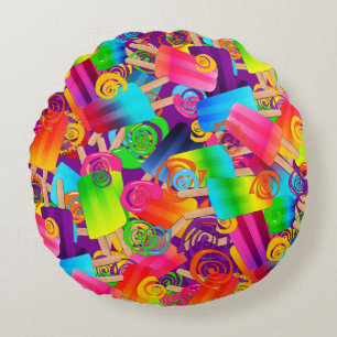 CKC Popsicle Swirls,PURPLE-ROUND THROW PILLOW