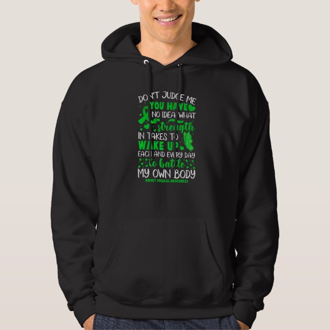 CKD  Kidney Disease Awareness Green Ribbon Hoodie (Front)