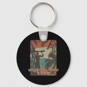 Ckdoor Oahu Hawaii Vintage Surfing Beach Coconut T Key Ring