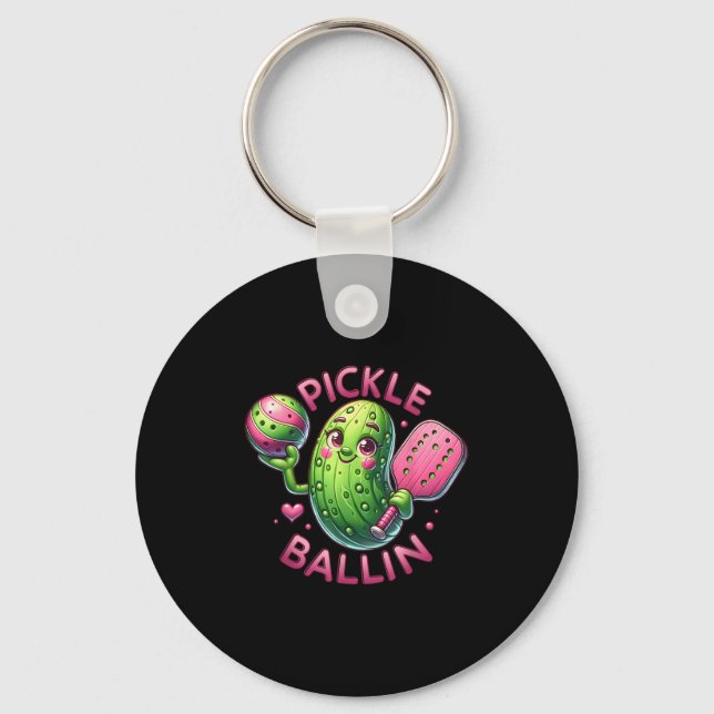 Ckle Ballin Cute Ckleball Women Girls Ckleball Lov Key Ring (Front)