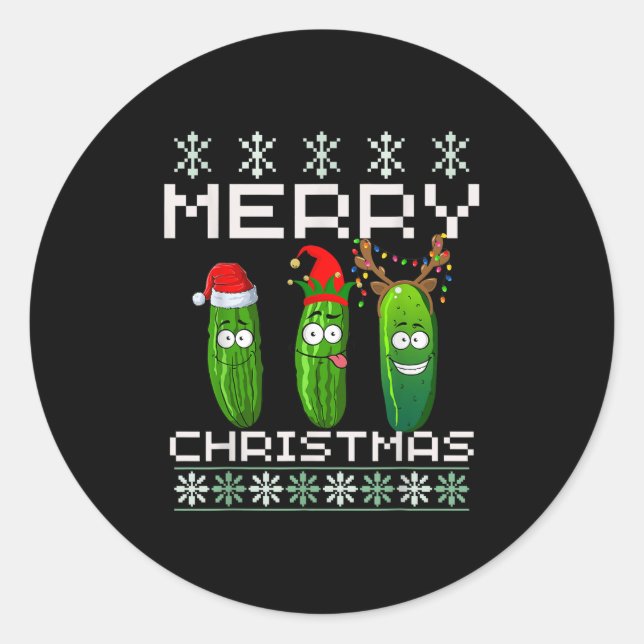 Ckle Lover Xmas Lighting Santa Ugly Ckle Christmas Classic Round Sticker (Front)