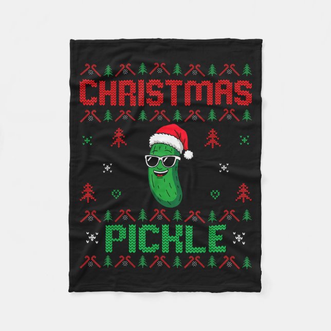 Ckle Wearing Santa Hat Xmas Party - Ugly Christmas Fleece Blanket (Front)