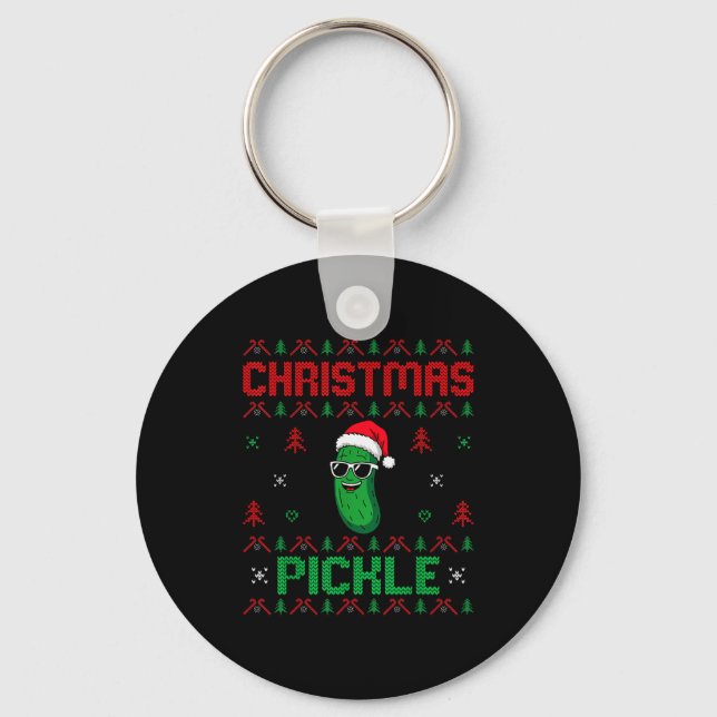 Ckle Wearing Santa Hat Xmas Party - Ugly Christmas Key Ring (Front)