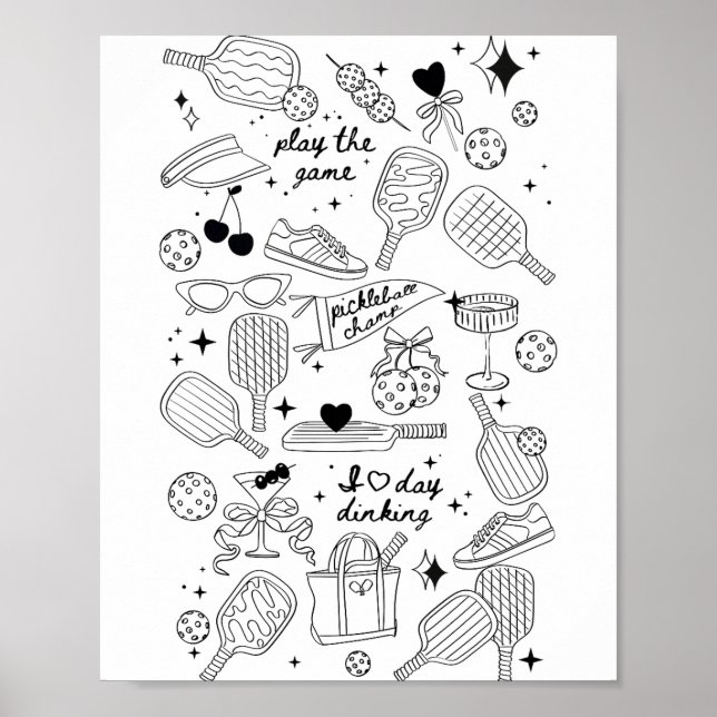 Ckleball Doodles In Black On Beige Retro Comfort C Poster (Front)