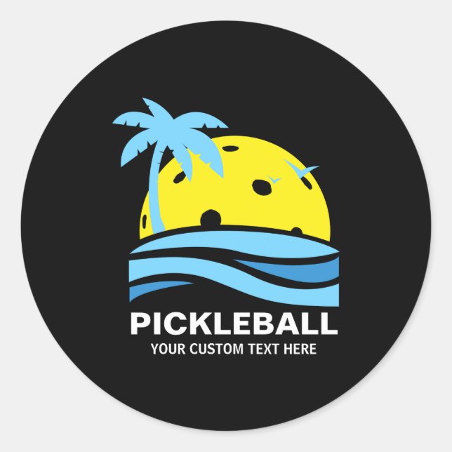 Ckleball Trocal Palm Tree Sun Your Text  Classic Round Sticker (Front)