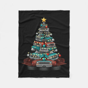Ckup Truck Christmas Tree Funny Clic Car Graphic M Fleece Blanket