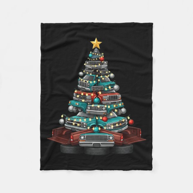 Ckup Truck Christmas Tree Funny Clic Car Graphic M Fleece Blanket (Front)