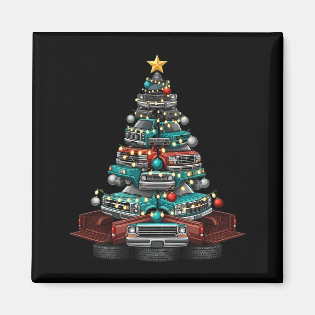 Ckup Truck Christmas Tree Funny Clic Car Graphic M Magnet (Front)