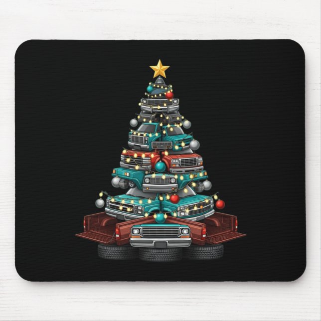 Ckup Truck Christmas Tree Funny Clic Car Graphic M Mouse Mat (Front)