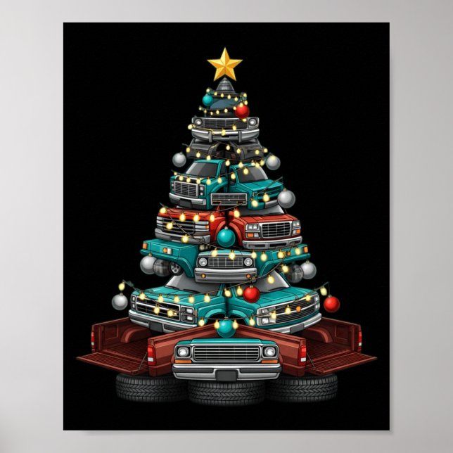 Ckup Truck Christmas Tree Funny Clic Car Graphic M Poster (Front)