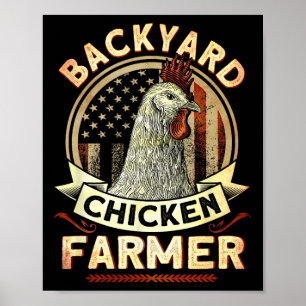 Ckyard Chicken Farmer 4th Of July Usa Flag Poster
