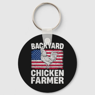 Ckyard Chicken Farmer Usa Flag Patriotic 4th Of Ju Key Ring