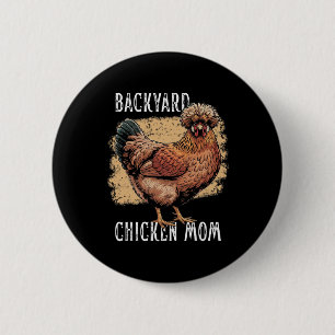 Ckyard Chicken Mum Polish Hen Design Vintage Farmh 6 Cm Round Badge