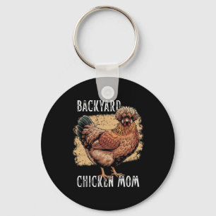 Ckyard Chicken Mum Polish Hen Design Vintage Farmh Key Ring
