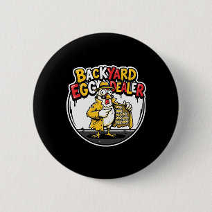 Ckyard Egg Dealer Funny Chicken Design 6 Cm Round Badge