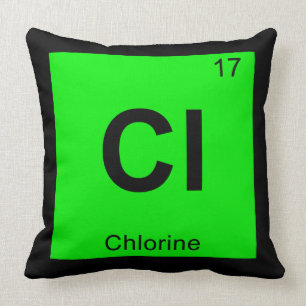 Cl - Chlorine Chemistry Periodic Table Symbol Cushion