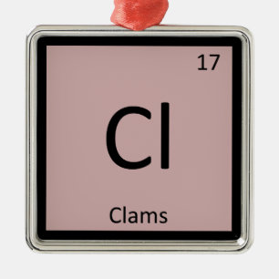 Cl - Clams Chemistry Periodic Table Symbol Metal Tree Decoration