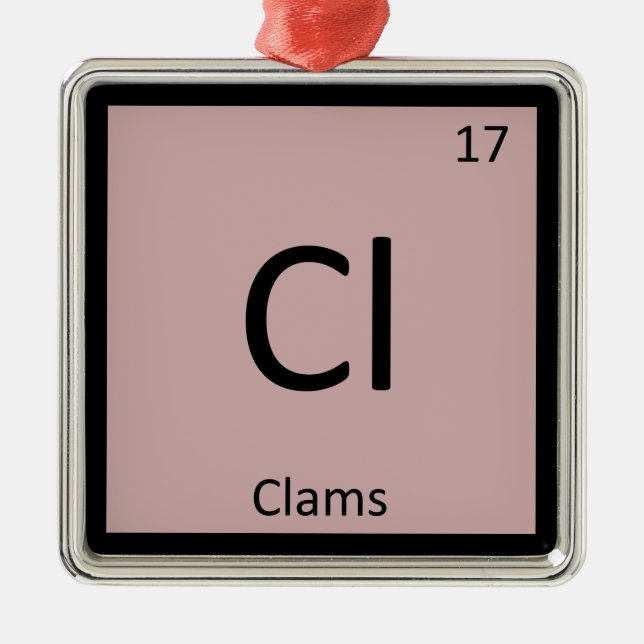 Cl - Clams Chemistry Periodic Table Symbol Metal Tree Decoration (Front)