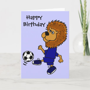 CL- Lion Playing Soccer Cartoon Card