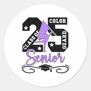 Cl Of 2025 Colour Guard Senior 2025 Senior Colour Classic Round Sticker