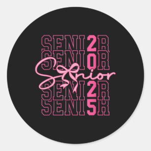 Cl Of 2025 Coquette Bow Senior 2025 Graduation Gir Classic Round Sticker