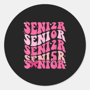 Cl Of 2025 Coquette Graduation Pink Bow Senior 202 Classic Round Sticker