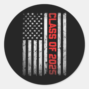 Cl Of 2025 Flag Usa Senior 2025 Graduation 25 Mens Classic Round Sticker
