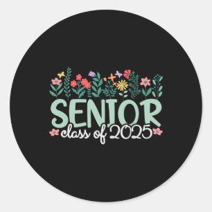Cl Of 2025 Floral Senior Girls School Seniors Classic Round Sticker