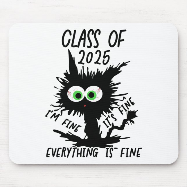 Cl Of 2025 Funny Black Cat  Mouse Mat (Front)