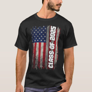 Cl Of 2025 Funny Senior 2025 Usa American Flag  T-Shirt