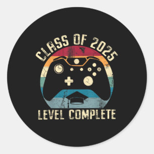 Cl Of 2025 Level Complete Video Gamer Senior Gradu Classic Round Sticker
