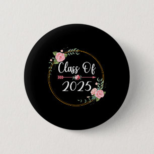 Cl Of 2025 Senior 2025 Cute Arrow Flowers For Girl 6 Cm Round Badge