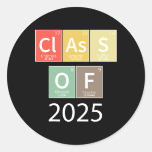 Cl Of 2025 Senior Graduation Periodic Table Chemis Classic Round Sticker
