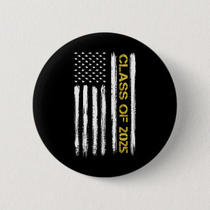 Cl Of 2025 Senior Patriotic American Flag Graduati 6 Cm Round Badge