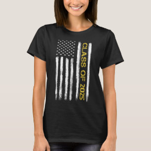 Cl Of 2025 Senior Patriotic American Flag Graduati T-Shirt