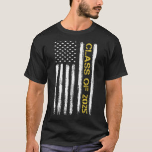 Cl Of 2025 Senior Patriotic American Flag Graduati T-Shirt