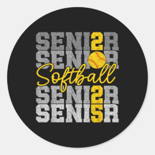 Cl Of 2025 Senior Softball Retro Graduation 2025 M Classic Round Sticker