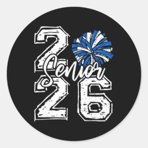 Cl Of 2026 Cheer Senior 2026 Blue Pom Pom Cheerlea Classic Round Sticker