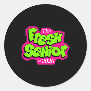 Cl Of 2026 Fresh Senior 90s Tv Style Retro Graduat Classic Round Sticker
