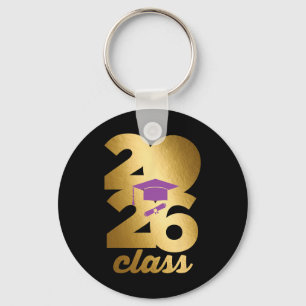 Cl Of 2026 Graduation Golden Numbers Cap Diploma Key Ring